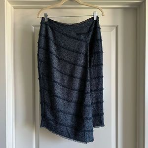 Rachel Roy Asymmetric Navy Tweed Pencil Skirt Sz 6 NWOT